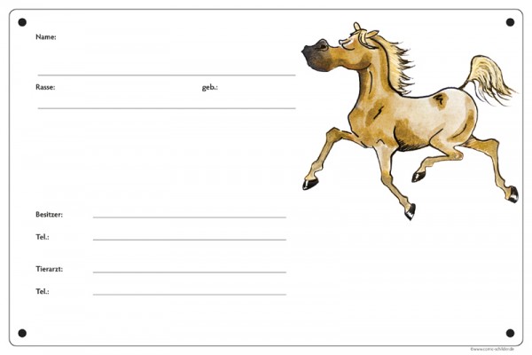Cowboypferd Quarterhorse Comic-Schild Westernpferd Boxen-Schild 
